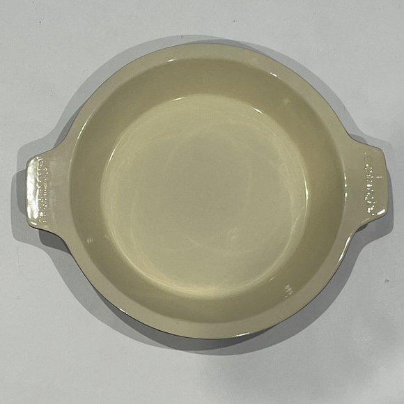 QVC Technique Ceramic Brown And Cream 10” Pie Plate With Lifter And Instructions - Picture 2 of 11